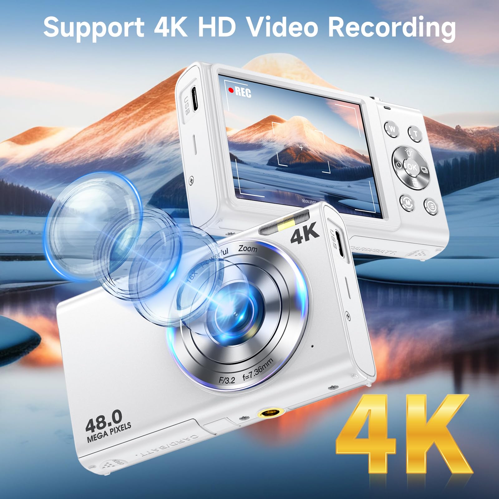 Amazon.com : 4K Digital Camera, 16X Digital Zoom, Autofocus 48MP